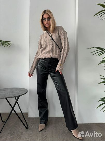 Брюки кожаные balenciaga