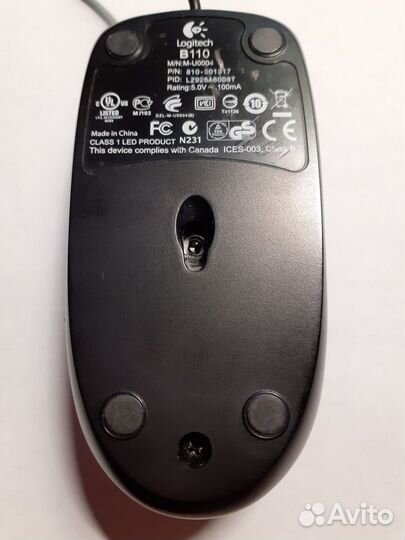Проводная мышь Logitech В110 USB Optical Mouse