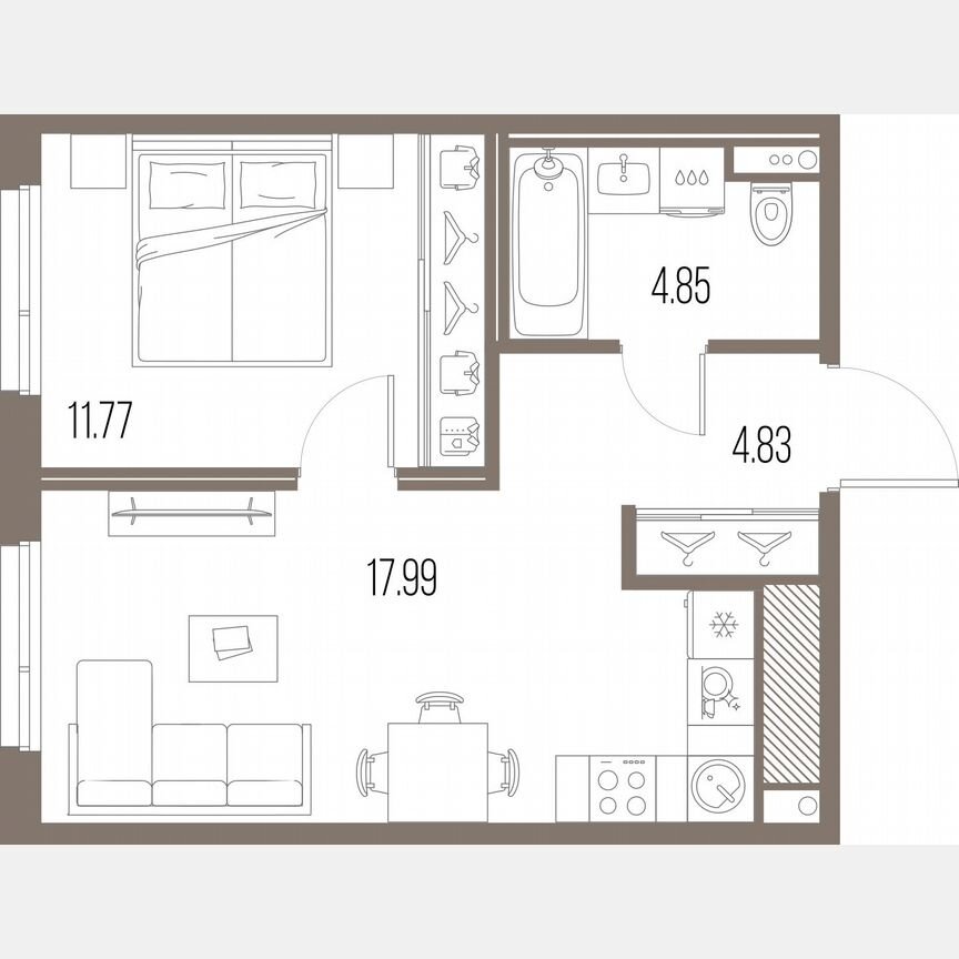 1-к. квартира, 39,4 м², 9/10 эт.