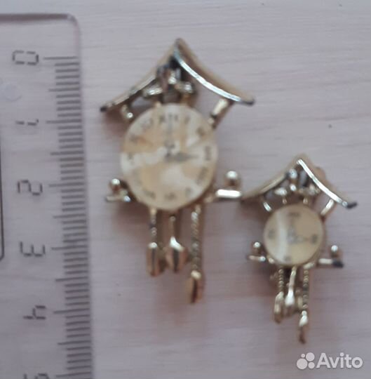 Брошь парная часы