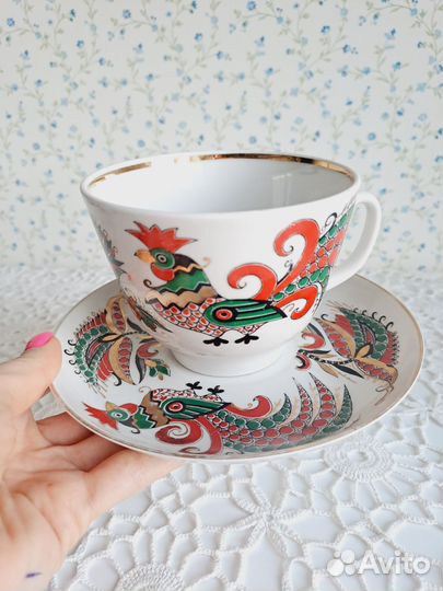 Большая чайная пара лфз 2 петуха, СССР