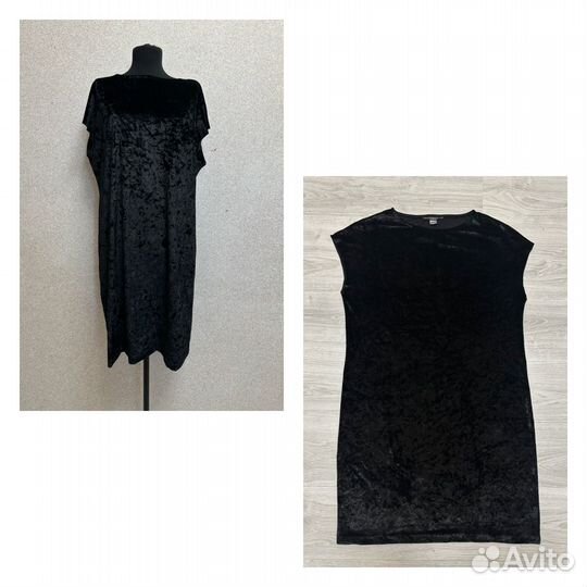 Бархатное черное платье 48/50 размер