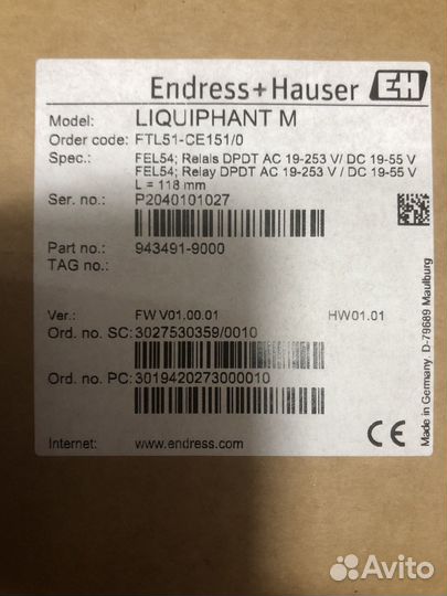 Датчик уровня Endress+Hauser