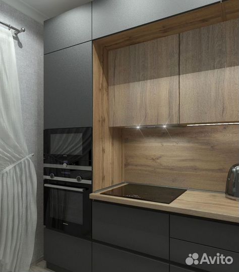 Прямая в потолок кухня на заказ