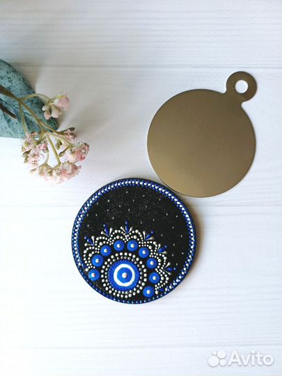 Зеркало косметическое круглое в футляре