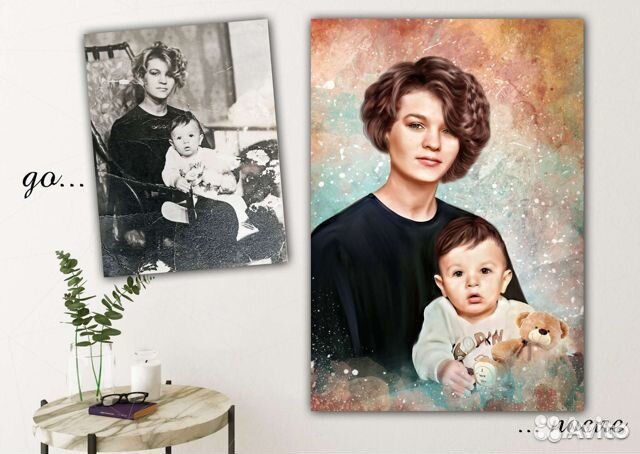 Портрет на холсте по фото на заказ