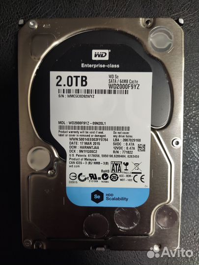 WD Еnterprise 2 Tb Маленький пробег не китай