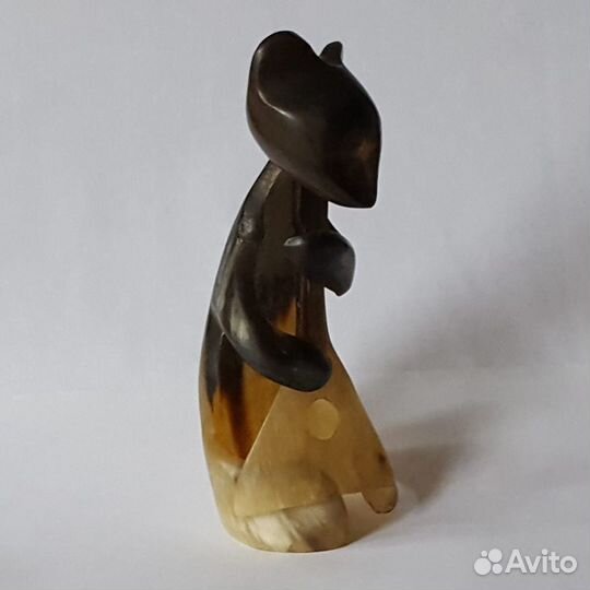 Игрушка СССР мишка сувенир медведь из рога кости