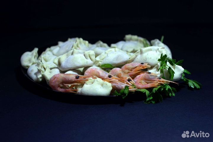 Пельмени с креветками (дамплинги)