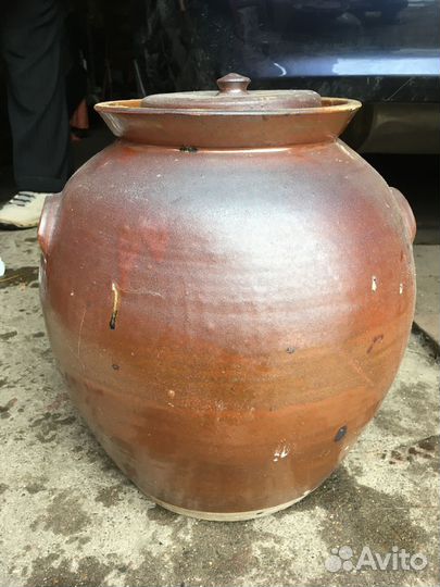 Глиняный кувшин большой с крышкой СССР