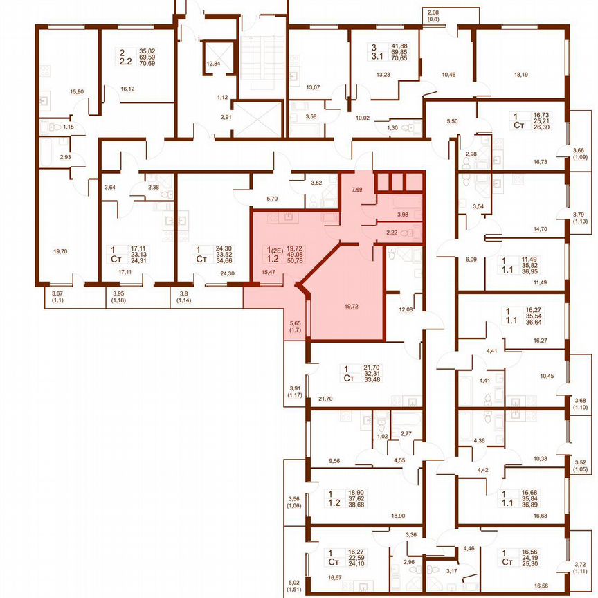 1-к. квартира, 50,8 м², 5/11 эт.