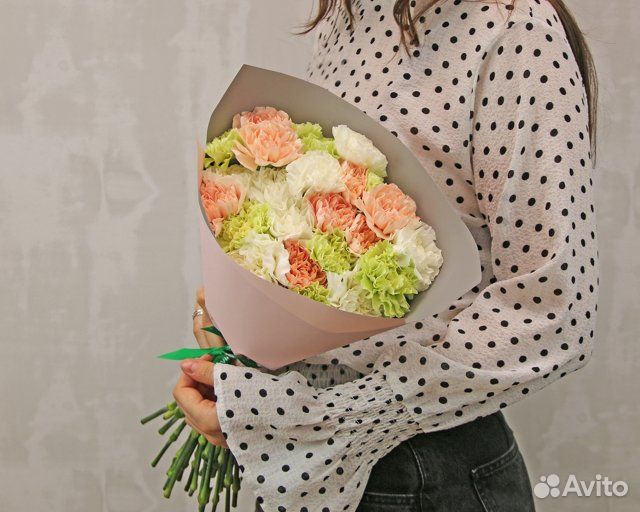 Букет из 25 диантусов (гвоздик) нежный микс