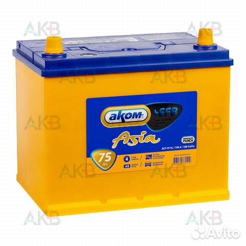 Аккумулятор автомобильный Аком Asia+EFB 75 12V 75А