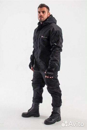 Костюм Горка6 черная на флисе Рип-стоп