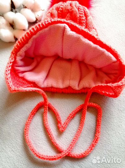 Шапка осенняя/весенняя вязаная детская для девочек