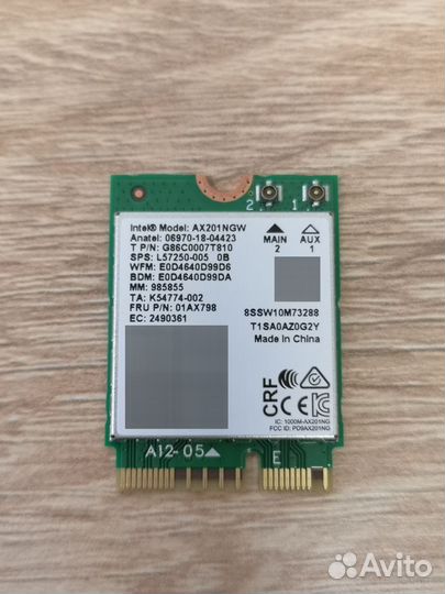 Wi-Fi адаптер + Bluetooth Intel AX201NGW