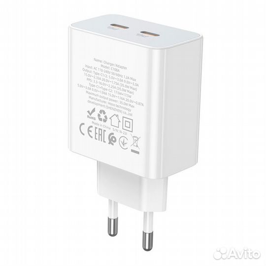Зарядное устройство Hoco C108A PD35W 2Type-C 3А б