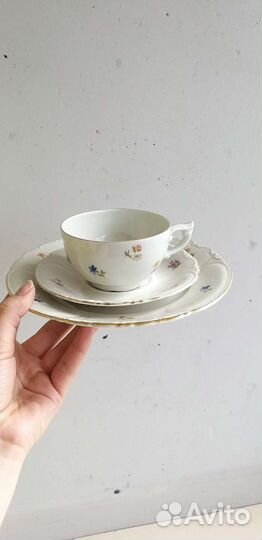 Антикварное чайное трио Бавария