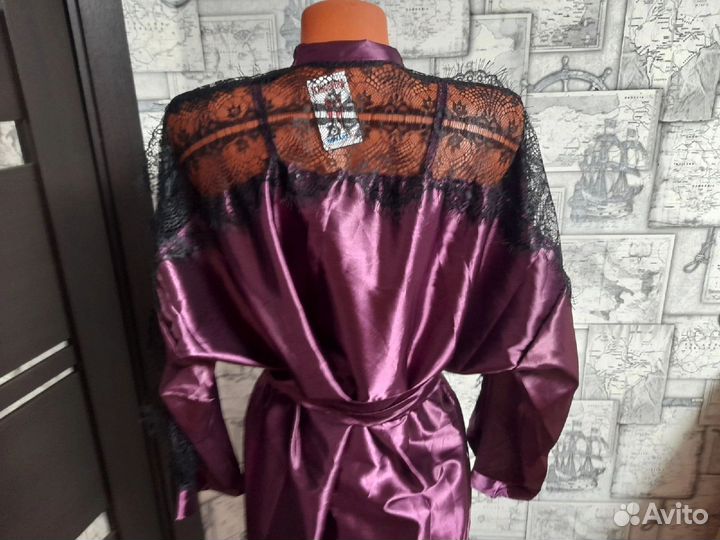 Халат+сорочка шелк размер 56