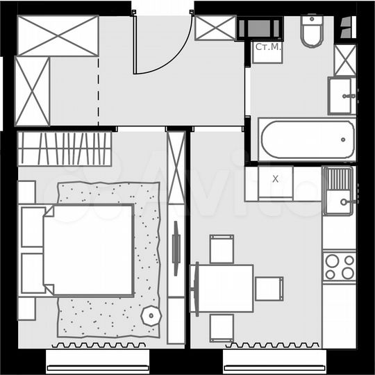 1-к. апартаменты, 32,6 м², 5/28 эт.