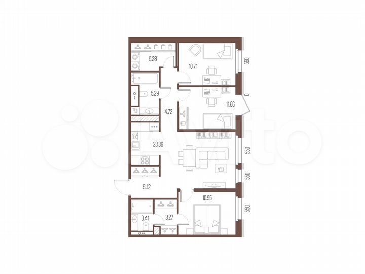 3-к. квартира, 83,8 м², 4/10 эт.