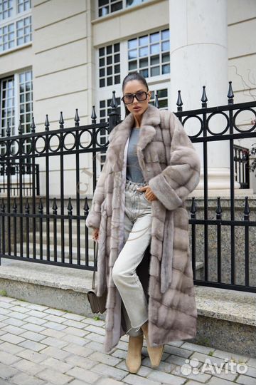 Норковая шуба, vintage grey, с поясом