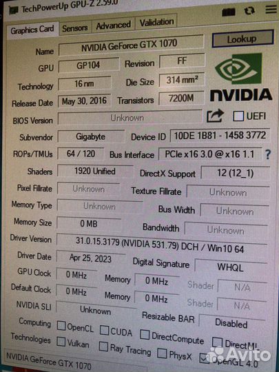 Gigabyte gtx 1070 8gb