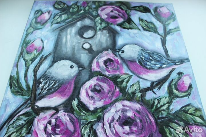 Картина маслом на холсте (Птички)