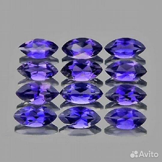 Иолит натуральный 2,27Ct 6х3мм 12шт VVS Маркиза