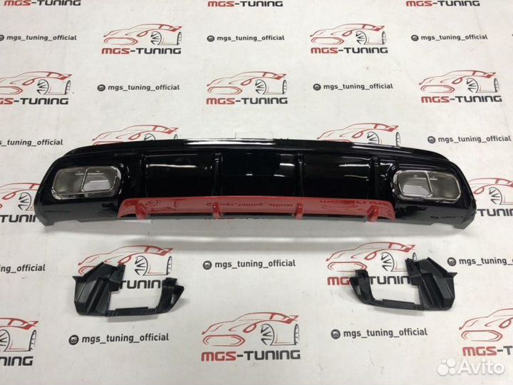 Диффузор хром насадки Мерс А45 AMG красный 12-15