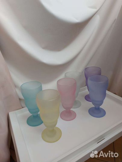 Большие бокалы матовое стекло винтаж США