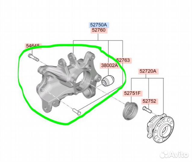 Кулак поворотный задний левый Hyundai Santa Fe TM