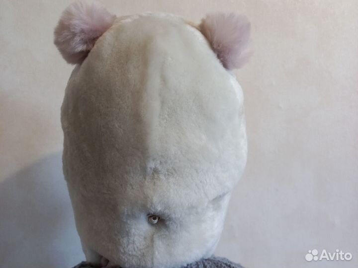 Детская зимняя шапка ушанка из меха овчины белая