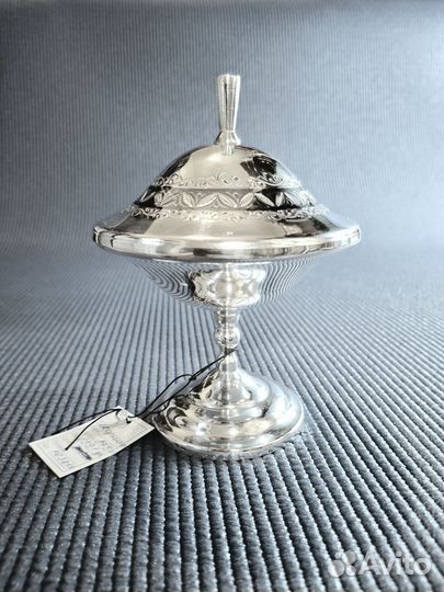 Серебряная икорница, вазочка 875-й пробы Кубачи
