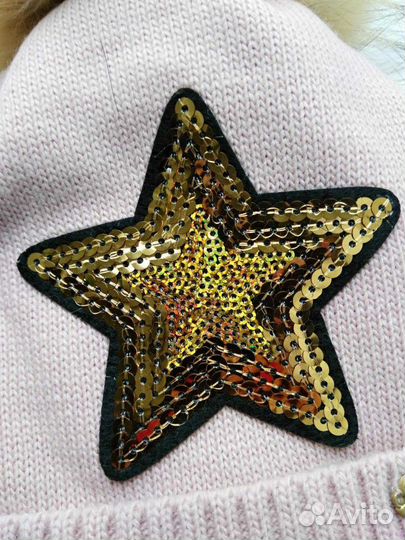 Шапка зимняя с нат. мехом енота новая на 2-3 г