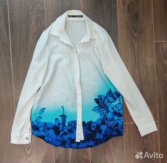 Блузка женская размер м белая с цветами