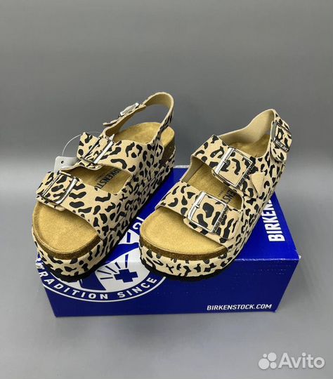 Сандалии замшевые Birkenstock «леопардовые»