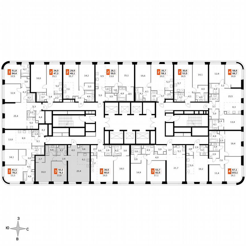 2-к. квартира, 78,3 м², 35/49 эт.