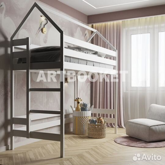 Детская кровать чердак домик