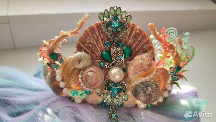 Корона Ариэль морская тематика ручн. раб. Комплект