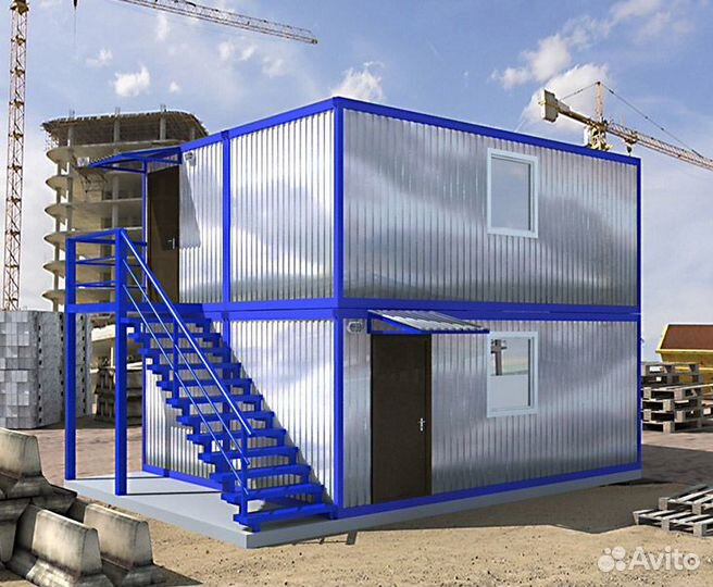 Двухэтажный модуль из 4-х бытовок, площадь 51 м62