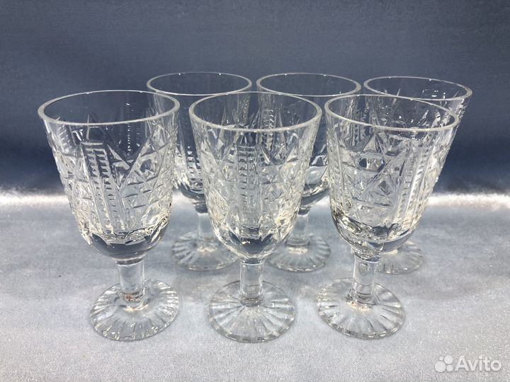 Хрустальные рюмки СССР набор 6 штук