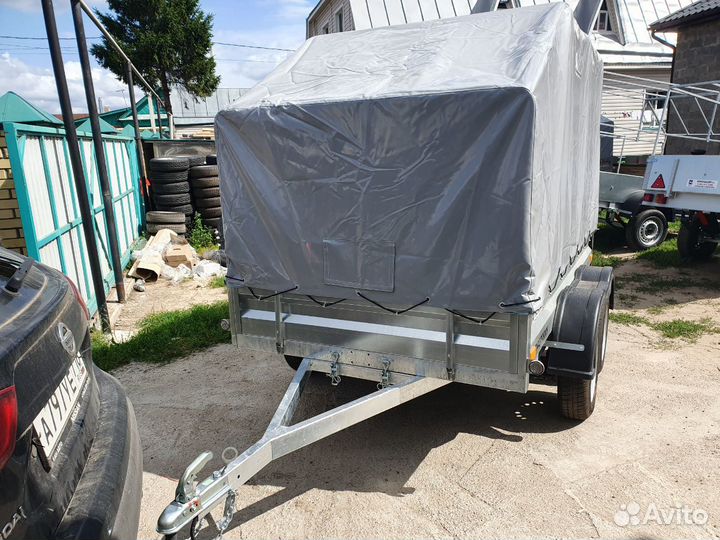 Прицеп двуосный. 2.6х1.5 оцинк Спутник тент 1500