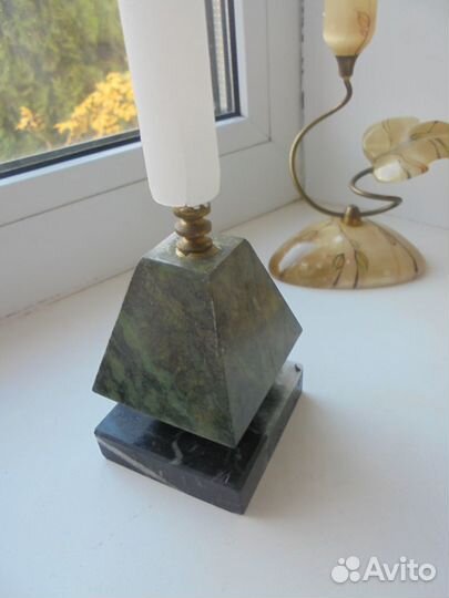 Подсвечники медный сплав натуральные камни