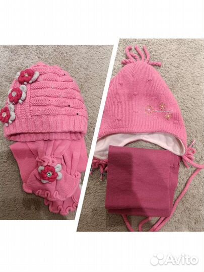 Комплект шапка и шарф для девочки на 2 года