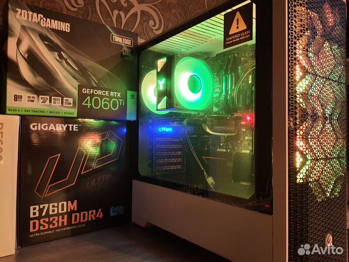 Игровой RTX4060Ti+Core i5 12400F вкорпусе Phanteks