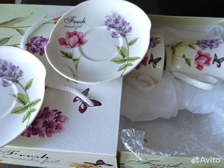 Китайский фарфоровый кофейный набор на 2 персоны