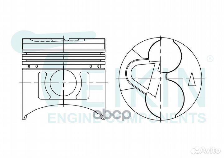 Поршень без колец (цена за 1 шт) Mitsubishi 4D