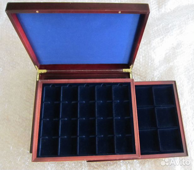 Кейс Деревянный бокс 3 уровня для хранения монет