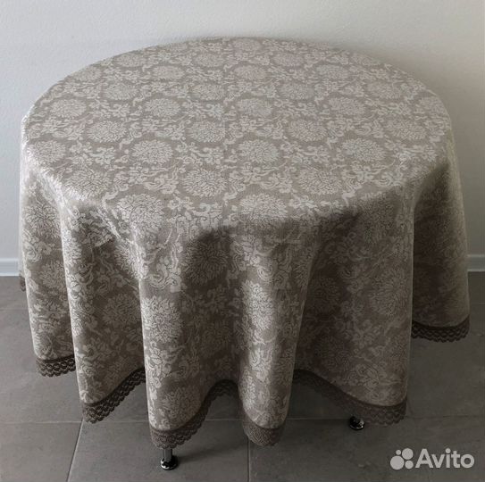 Скатерть круглая 171см №15-2 полульняная